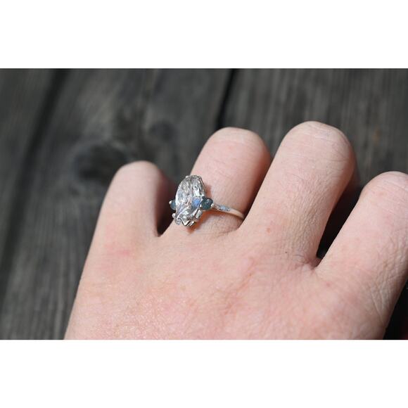 Montana sapphire ring, alternative engagement rings size 3 4 5 6 7 8 9 10 - Picture 1 of 3